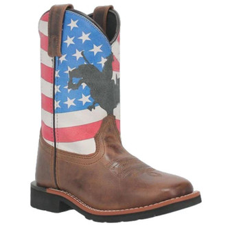 DAN POST Dan Post Kid's American Flag Square Toe Leather Cowboy Boot 