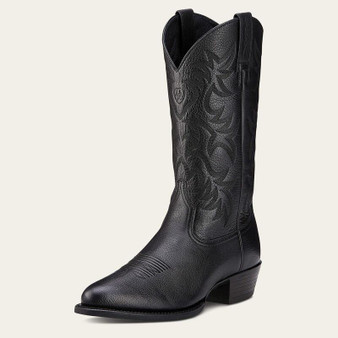 ARIAT Ariat Men's Black Deertan Heritage R Toe Western Leather Boot 