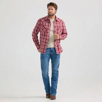 WRANGLER Wrangler Men's Red Retro Core Pearl Snap Button Up Shirt 