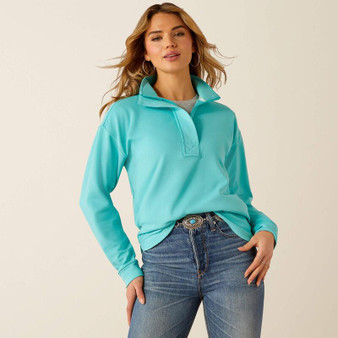 ARIAT Ariat Women's Blue Turquoise Breeze Logo 1/2 Zip Sweatshirt 
