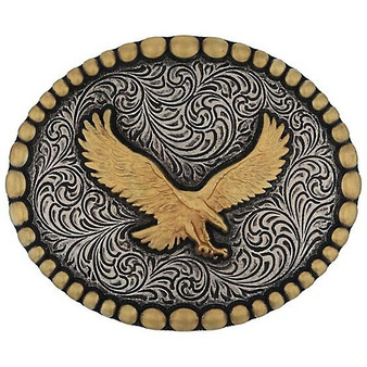 MONTANA SILVERSMITH Montana Silversmiths Men's Silver Gold Soar High Attitude Belt Buckle 
