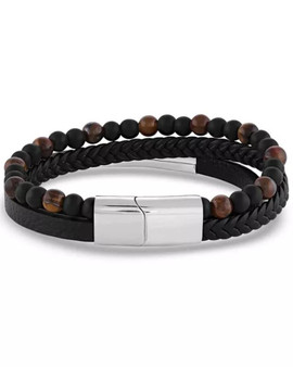 MONTANA SILVERSMITH Montana Silversmiths Men's Black Copper Sky Layered Bracelet 