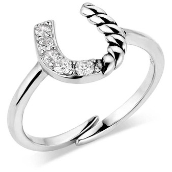 MONTANA SILVERSMITH Montana Silversmiths Women's Silver Roping Luck Crystal Ring 