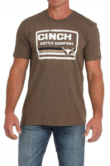 CINCH Cinch Men's Brown Cattle Company Logo Graphic T Shirt 