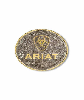 M & F Ariat M&F Western Men's Silver & Gold Large Oval Logo Buckle 