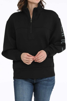 CINCH Cinch Women's Black 1/4 Zip Knit Pullover 
