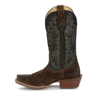 JUSTIN Justin Men's Brown Cowboy Town Square Toe Suede Western Boot 