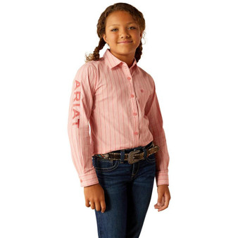 ARIAT Ariat Girl's Mauve Stripe Team Kirby Long Sleeve Shirt 