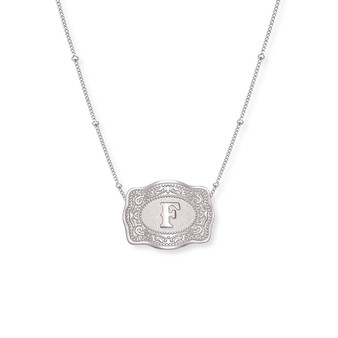 SPUR WEST SpurWest Silver Initial "F" Mini Belt Buckle Necklace 