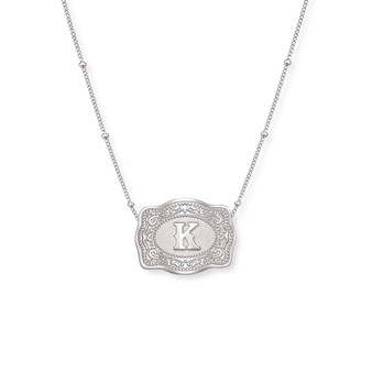 SPUR WEST SpurWest Silver Initial "K" Mini Belt Buckle Necklace 