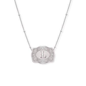 SPUR WEST SpurWest Silver Initial "L" Mini Belt Buckle Necklace 