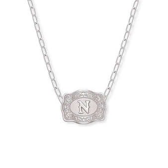 SPUR WEST SpurWest Silver Initial "N" Paperclip Chain Mini Belt Buckle Necklace 
