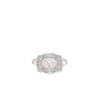 SPUR WEST SpurWest Silver Longhorn Mini Belt Buckle Adjustable Ring 