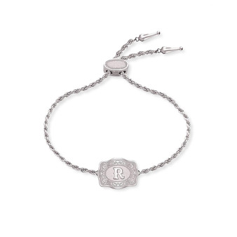 SPUR WEST SpurWest Silver Initial "R" Ultra Mini Belt Buckle Bracelet 
