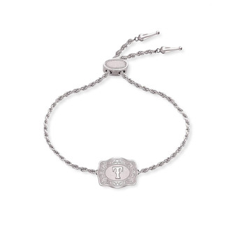 SPUR WEST SpurWest Silver Initial "T" Ultra Mini Belt Buckle Bracelet 