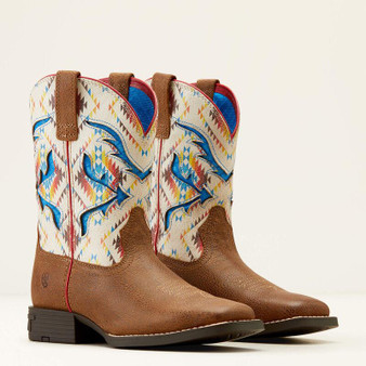 ARIAT Ariat Kid's Toasty Tan/Bright Saddle Blanket San Angelo VentTEK Western Boot 