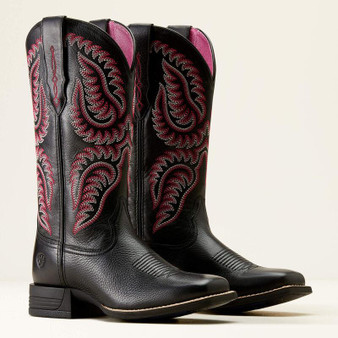 ARIAT Ariat Women's Black Deertan/Madison Avenue Cattle Caite Stretchfit Western Boot 