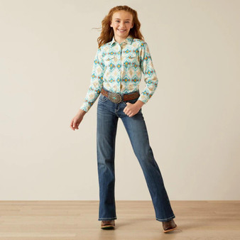 ARIAT Ariat Girl's Cayo Print Remy Long Sleeve Snap Shirt 