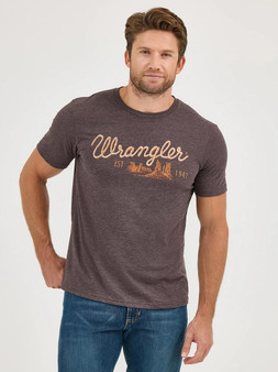 WRANGLER Wrangler Men's Mocha Logo Rope Emblem Graphic T Shirt 