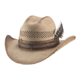 BULLHIDE HAT CO. INC Bullhide Women's Distressed Natural Wagon Mound Straw Hat 