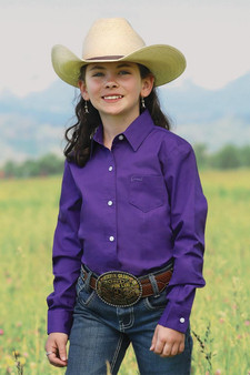 CINCH Cinch Girl's Purple Solid Button Down Western Shirt 