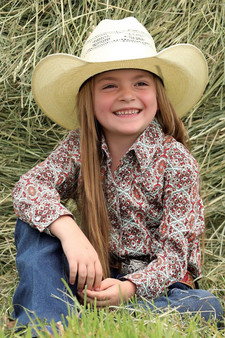 CINCH Cinch Girl's Multicolor Medallion Print Snap Front Western Shirt 