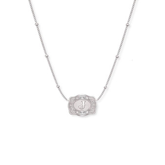 SPUR WEST Spur West Silver Ultra Mini Belt Buckle Initial "J" Necklace 