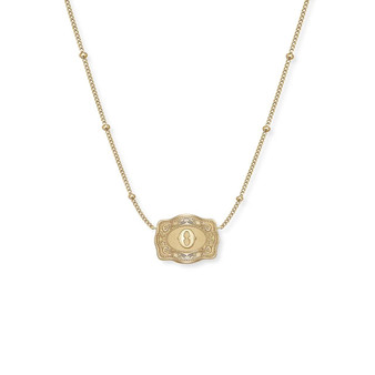 SPUR WEST Spur West Gold Ultra Mini Belt Buckle Initial "O" Necklace 