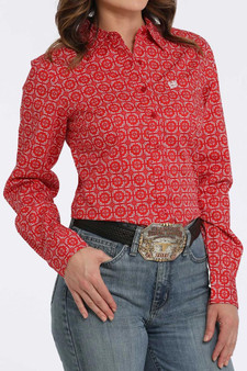 CINCH Cinch Women's Red Print Western Button Down Shirt 