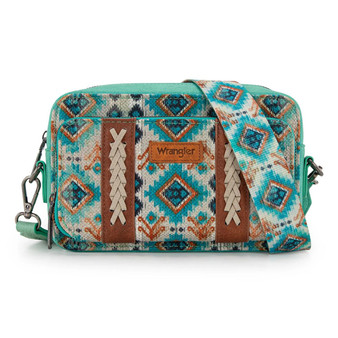 MONTANA WEST Montana West Wrangler Green Aztec Dual Sided Print Crossbody Purse 