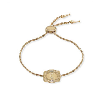 SPUR WEST SpurWest Gold Ultra Mini Belt Buckle Initial "C" Bracelet 