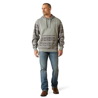 ARIAT Ariat Men's Grey Geo Serape Southwestern Color Block Hoodie 