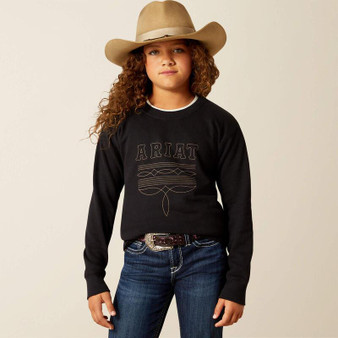 ARIAT Ariat Girl's Black Booted Logo Sweatshirt 