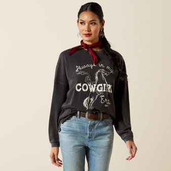 ARIAT Ariat Women's Black Mineral Wash Canvas Oversized T Shirt 