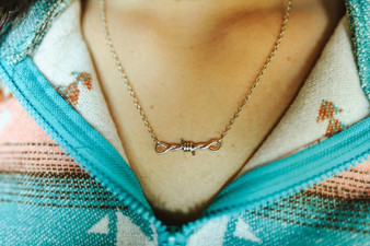 WILD JUNKIE Wild Junkie Silver Barbed Wire Charm Necklace 