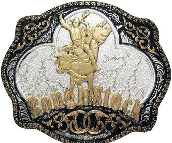 M & F M&F Western Crumrine Men's Silver & Gold Roughstock Belt Buckle 