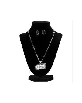 M & F M&F Western Silver Strike Women's Black & White Rodeo Jewelry Set 