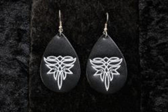M & F M&F Western Silver Strike Women's Black Boot Stitch Earrings 