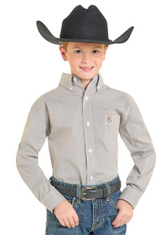PANHANDLE SLIM Panhandle Slim Boy's Ecru Micro Geometric Print Button Shirt 