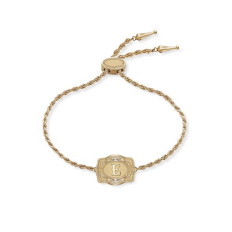 SPUR WEST SpurWest Gold Ultra Mini Belt Buckle Initial "E" Bracelet 
