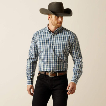 ARIAT Ariat Men's Navy Wrinkle Free Dargan Classic Fit Tall Shirt 