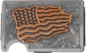 M & F M&F Western Men's Multicolor Distressed Flag Scrolling 3D Smart Wallet 