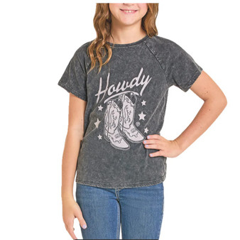 Rock & Roll Denim Girl's Black Raglan Sleeve Graphic Tee