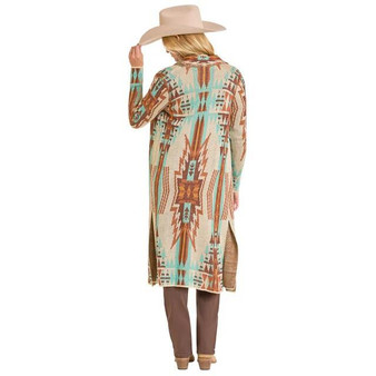 PANHANDLE SLIM Rock & Roll Denim Women's Brown Aztec Knit Duster  PANHANDLE SLIM Rock & Roll Denim Women's Brown Aztec Knit Duster