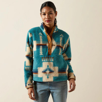 ARIAT Ariat Women's Turquoise Agave Southwestern Print Berber Snap Pullover 