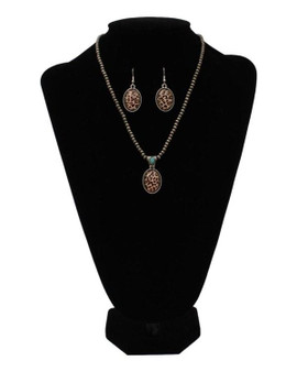 M & F M&F Western Silver Strike Women's Brown & Turquoise Leopard Print Jewelry Set  M & F M&F Western Silver Strike Women's Brown & Turquoise Leopard Print Jewelry Set