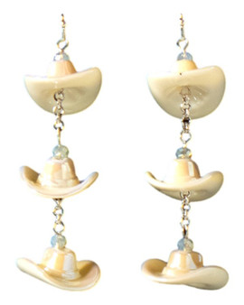 M&F Western Silver Strike Women's White Cowboy Hat Earrings 
