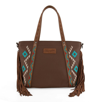 MONTANA WEST Montana West Wrangler Women's Brown Aztec Embroidered Crossbody Bag 