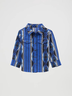 WRANGLER Wrangler Little Boy's Bold Blue Checotah Western Snap Shirt 