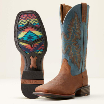 ARIAT Ariat Men's Wicker Brown/Dignity Blue Hudson Cowboy Boot 